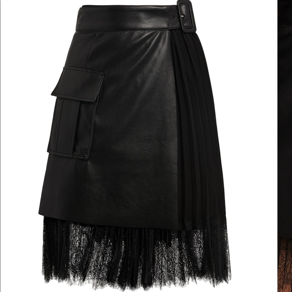 SELF-PORTRAIT
Lace-Detail Faux Leather Mini Skirt